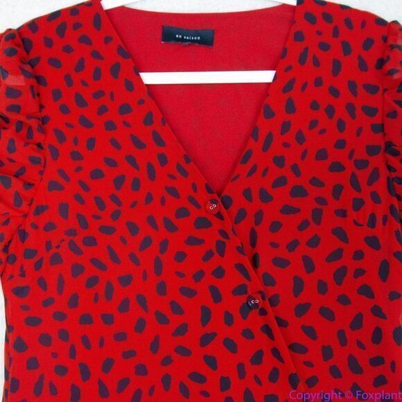 NEW En Saison ANIMAL PRINT OVERLAP midi DRESS, M - Picture 15 of 16